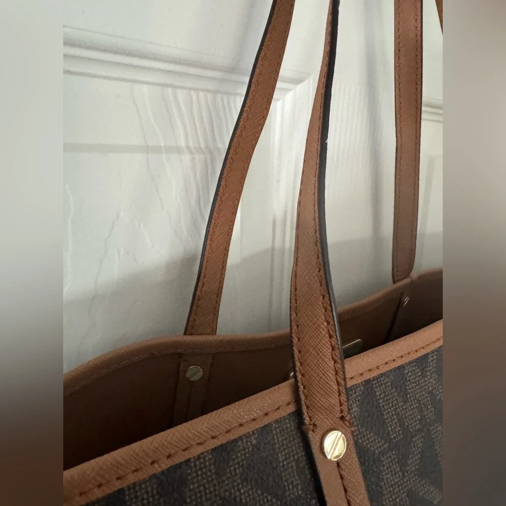 Michael Kors Large Dark Brown Signature Satchel Tote - Picture 6 of 15